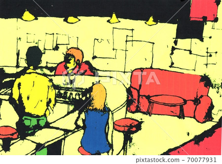 Tavern (digital coloring, ink) 70077931