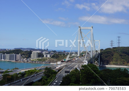 從北九州市文治區Mekari第二天文台看到的關門大橋 70078583