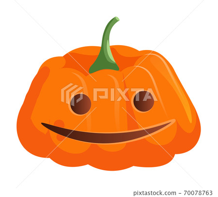 Scary smiling jack-o-lantern pumpkin on white Scary smiling jack-o-lantern pumpkin on white 70078763