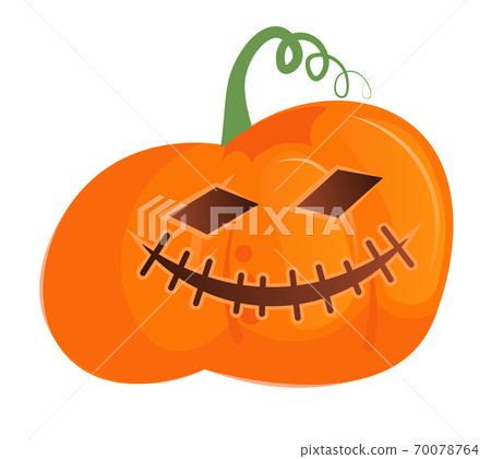 Grinning Halloween pumpkin head isolated on white Grinning Halloween pumpkin head isolated on white 70078764