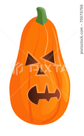 Scary smiling Halloween pumpkin isolated on white 70078766
