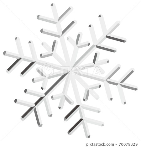 Vector illustration of three-dimensional snowflake white background transparent 70079329