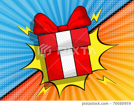 comic zoom background with giftbox 70080959