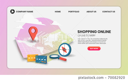 Shopping Online Concept On Map In Perspective Stock Illustration 70082920 