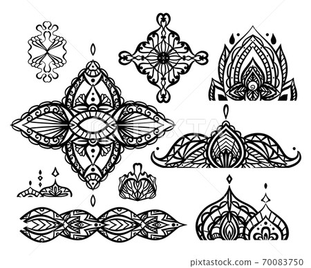 Set of mehendi elements. Vector Boho elements 70083750