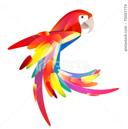 Stylized illustration of a parrot with a multicolored tail Stylized illustration of a parrot with a multicolored tail 70083774