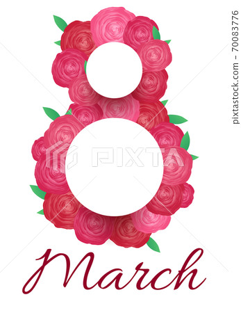 Greeting card with pink rose. 8 march - womans day. Greeting card with pink rose. 8 march - womans day. 70083776