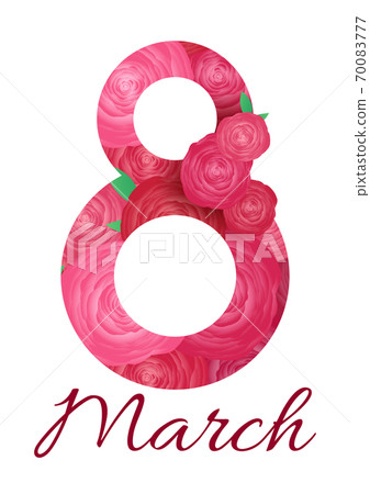 Greeting card with pink rose. 8 march - womans day. Greeting card with pink rose. 8 march - womans day. 70083777