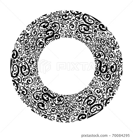 Black and white round frame with vintage doodle pattern. Vector tracery template Black and white round frame with vintage doodle pattern. Vector tracery template 70084295