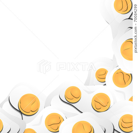 Square card with 3d eggs cut out from paper. Fried eggs. Vector template Square card with 3d eggs cut out from paper. Fried eggs. Vector template 70084299