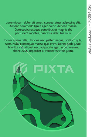 Green vertical banner with 3d tree leaf cut out... - Stock Illustration ...