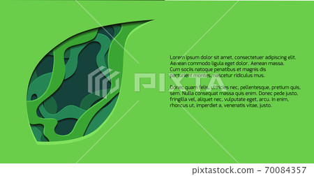 Green horizontal banner with 3d tree leaf cut... - Stock Illustration ...