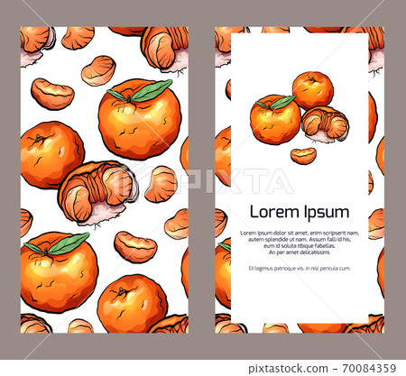Vertical double sided banners with tangerines and place for the text on white background. Vertical double sided banners with tangerines and place for the text on white background. 70084359