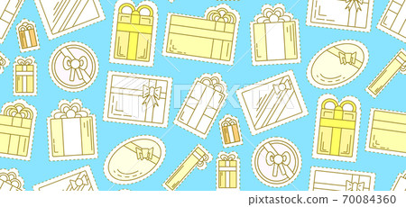 Seamless festive texture with linear gift boxes on blue background. Seamless festive texture with linear gift boxes on blue background. 70084360