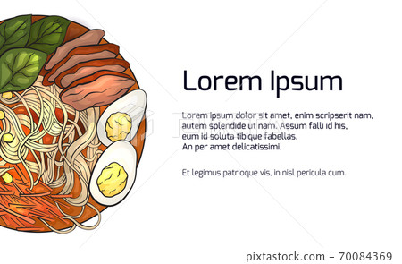 Horizontal banner with color ramen and place for the text on white background. Vector template Horizontal banner with color ramen and place for the text on white background. Vector template 70084369