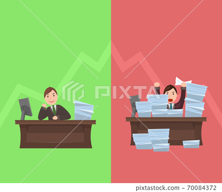 Illustrations of workload workers with schedule in flat style. Illustrations of workload workers with schedule in flat style. 70084372