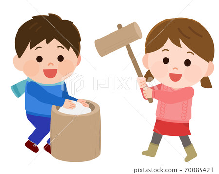 Children who seem to have fun with mochi 2 Illustration 70085421
