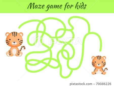 Funny maze or labyrinth game for kids. Help mother find path to baby. Education developing worksheet. Activity page. Cartoon tiger characters. Riddle for preschool. Color vector stock illustration. Funny maze or labyrinth game for kids. Help mother find path to baby. Education developing worksheet. Activity page. Cartoon tiger characters. Riddle for preschool. Color vector stock illustration. 70086226