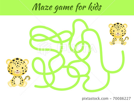 Funny maze or labyrinth game for kids. Help mother find path to baby. Education developing worksheet. Activity page. Cartoon jaguar characters. Riddle for preschool. Color vector stock illustration. Funny maze or labyrinth game for kids. Help mother find path to baby. Education developing worksheet. Activity page. Cartoon jaguar characters. Riddle for preschool. Color vector stock illustration. 70086227