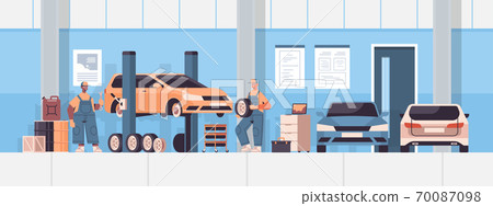 mix race mechanics working and fixing vehicle car service automobile repair and check up concept mix race mechanics working and fixing vehicle car service automobile repair and check up concept 70087098