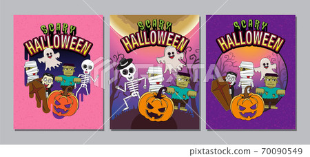 Halloween Cover, Banner ,Ghost , Scary ,spooky ,cartoon character, template Vector illustration. Halloween Cover, Banner ,Ghost , Scary ,spooky ,cartoon character, template Vector illustration. 70090549