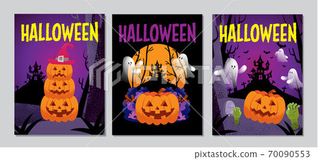 Halloween Cover, Banner ,Ghost , Scary ,spooky ,cartoon character, template Vector illustration. Halloween Cover, Banner ,Ghost , Scary ,spooky ,cartoon character, template Vector illustration. 70090553