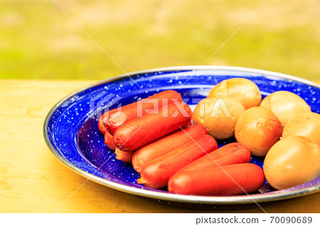 Smoked Wiener and Smoked Eggs at Autumn Camp 70090689