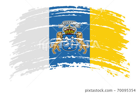 Canary Islands flag in grunge brush stroke, vector 70095354