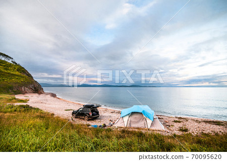Tent camping at the sea coast Tent camping at the sea coast 70095620