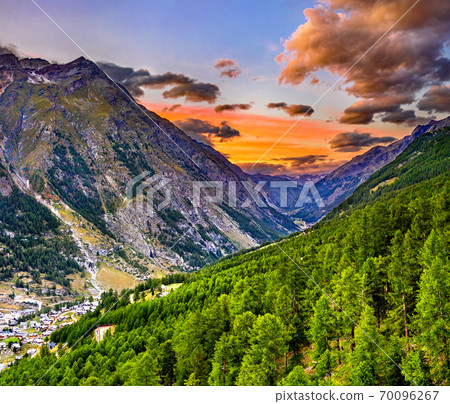 Sunset above the Matter Valley at Zermatt, Switzerland 70096267
