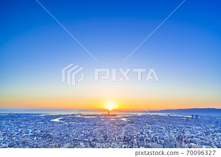 大阪市容，阿倍野遙的日落 70096327