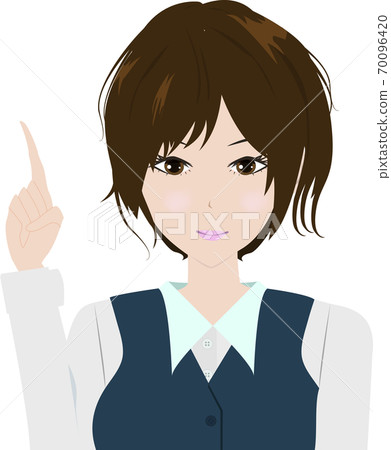 Illustration of a beautiful receptionist woman pointing her finger Illustration of a beautiful receptionist woman pointing her finger 70096420