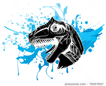 vector illustration of a T Rex, Tyrannosaurus Rex dinosaur ripping through a wall vector illustration of a T Rex, Tyrannosaurus Rex dinosaur ripping through a wall 70097607