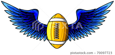 Realistic ball for American football with black wings emblem vector Realistic ball for American football with black wings emblem vector 70097723