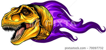 Vector illustration tyrannosaurus rex with flame. design art Vector illustration tyrannosaurus rex with flame. design art 70097732