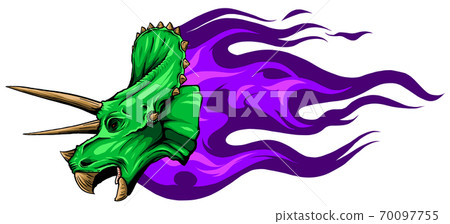 Vector illustration triceratops with flame. design art Vector illustration triceratops with flame. design art 70097755