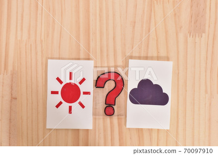 Cloudy, sunny and question mark cards Cloudy, sunny and question mark cards 70097910