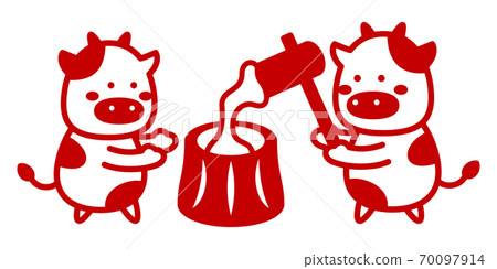 牛肉年糕製作比賽插圖2021年新年賀卡 牛肉年糕製作比賽插圖2021年新年賀卡 70097914