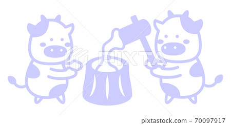 牛肉年糕製作比賽插圖2021年新年賀卡 牛肉年糕製作比賽插圖2021年新年賀卡 70097917