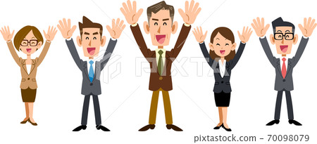 一個業務團隊,以老年人為中心,舉手歡喜 一個業務團隊,以老年人為中心,舉手歡喜 70098079