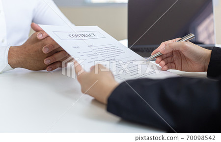 Employer or HR department is reading the resume and interviewing the ability of new employees, Employer is selecting job applicants, Employment and Recruitment Concept. 70098542