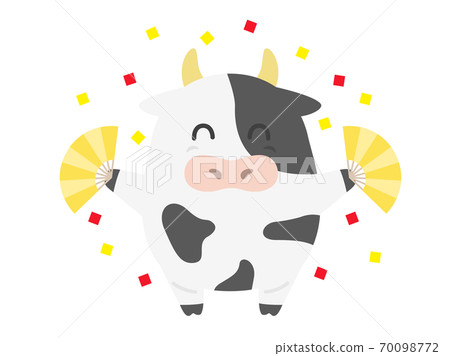 Illustration of a cow character with a fan - Stock Illustration ...