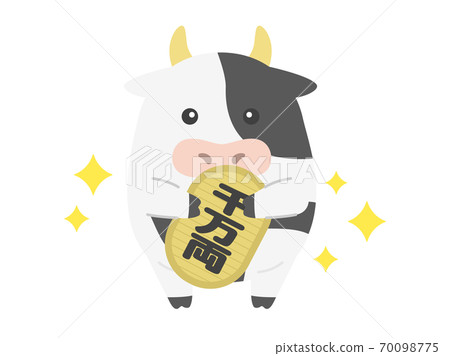 Illustration of a cow character with an oval Illustration of a cow character with an oval 70098775