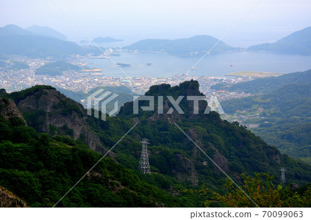 Kankakei Ropeway with a large panorama of Kankakei and Kusakabe Port seen from the four viewing peaks Observatory, Shodoshima, Kagawa Prefecture (7) Kankakei Ropeway with a large panorama of Kankakei and Kusakabe Port seen from the four viewing peaks Observatory, Shodoshima, Kagawa Prefecture (7) 70099063