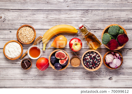 Products for healthy bowel. Natural food for gut. Products for healthy bowel. Natural food for gut. 70099612
