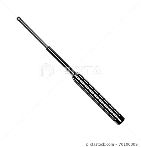 Vintage monochrome police baton illustration. Isolated vector template 70100009