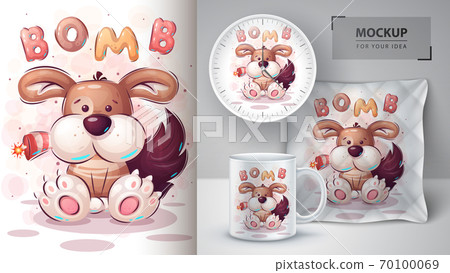 Dog with bomb - poster and merchandising. 70100069