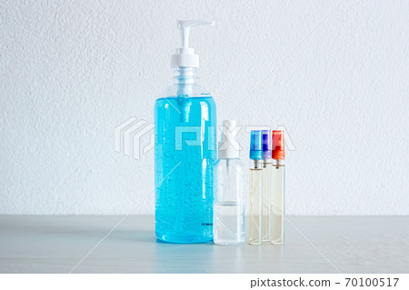 Alcohol gel is used for inhibition of bacteria and the virus Covid-19, Virus removal and protection of infections, Virus covid-19 concept. 70100517