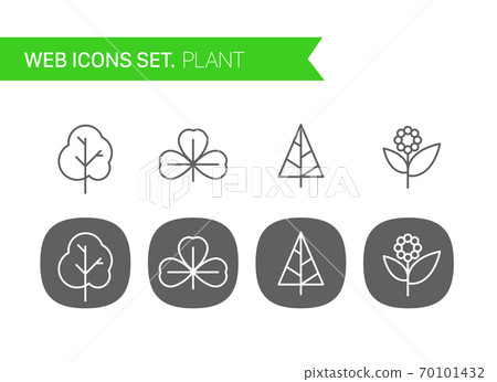 Plant thin line icons vector set-插圖素材 [70101432] - PIXTA圖庫