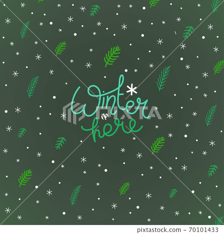 Christmas card with lettering inscription. Logo and snowflakes 70101433